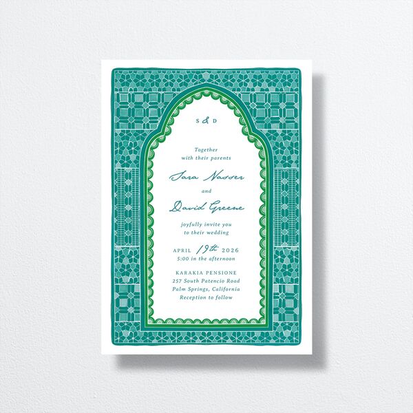 Marrakesh Tile Wedding Invitations Jewel Green Signature No