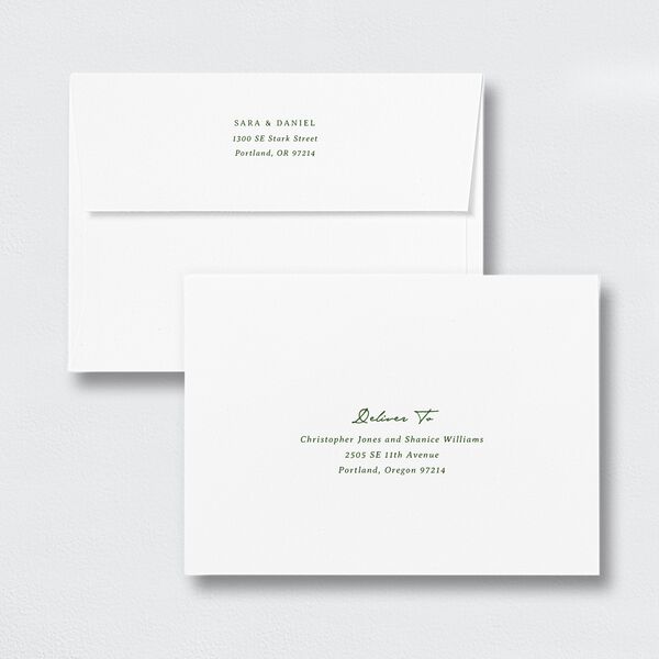 Marrakesh Tile Wedding Invitation Envelopes White Scottish Green Both Recipient and Return Addresses Standard Signature