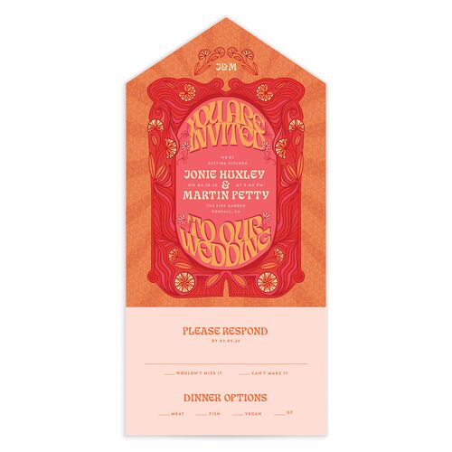 Wedstock All-in-One Wedding Invitations - Pink