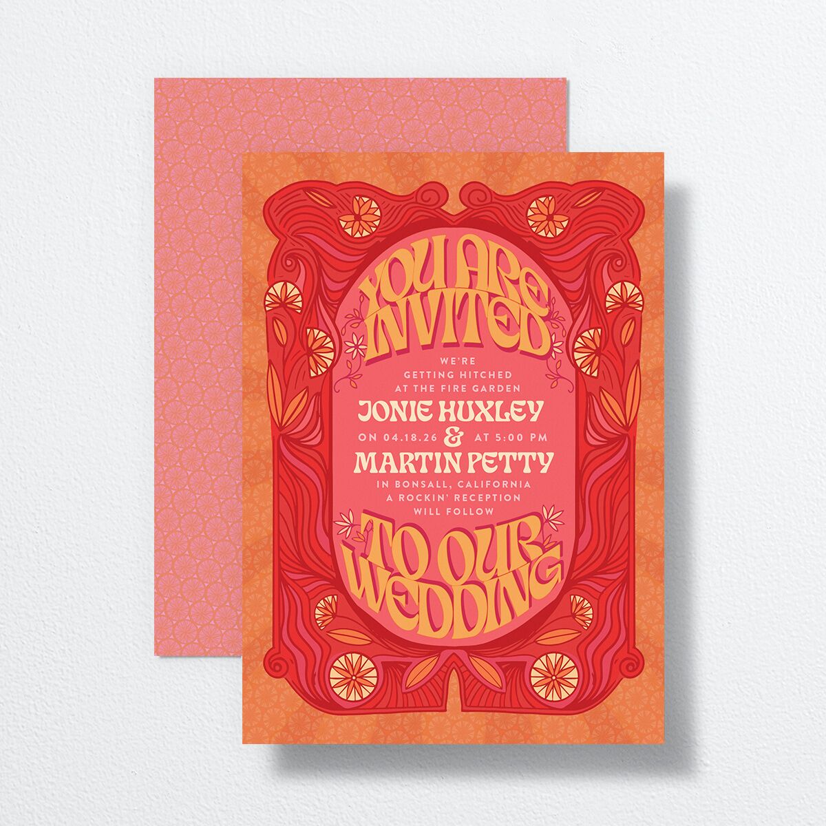 Wedstock Wedding Invitations front-and-back
