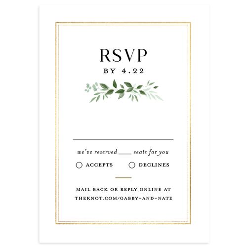 Greenery Frame Foil Wedding Response Cards Gold Pure White Signature Standard