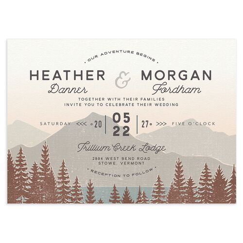 Vintage Mountain Wedding Invitations Espresso Signature Blank No Standard