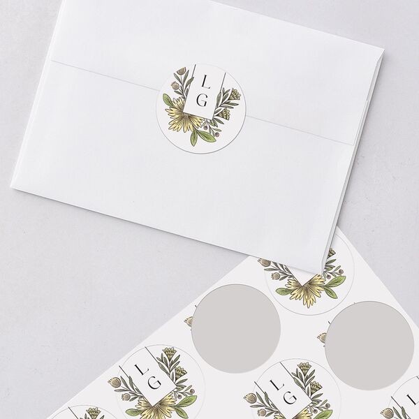 Timeless Wildflowers Wedding Stickers Pear Circle