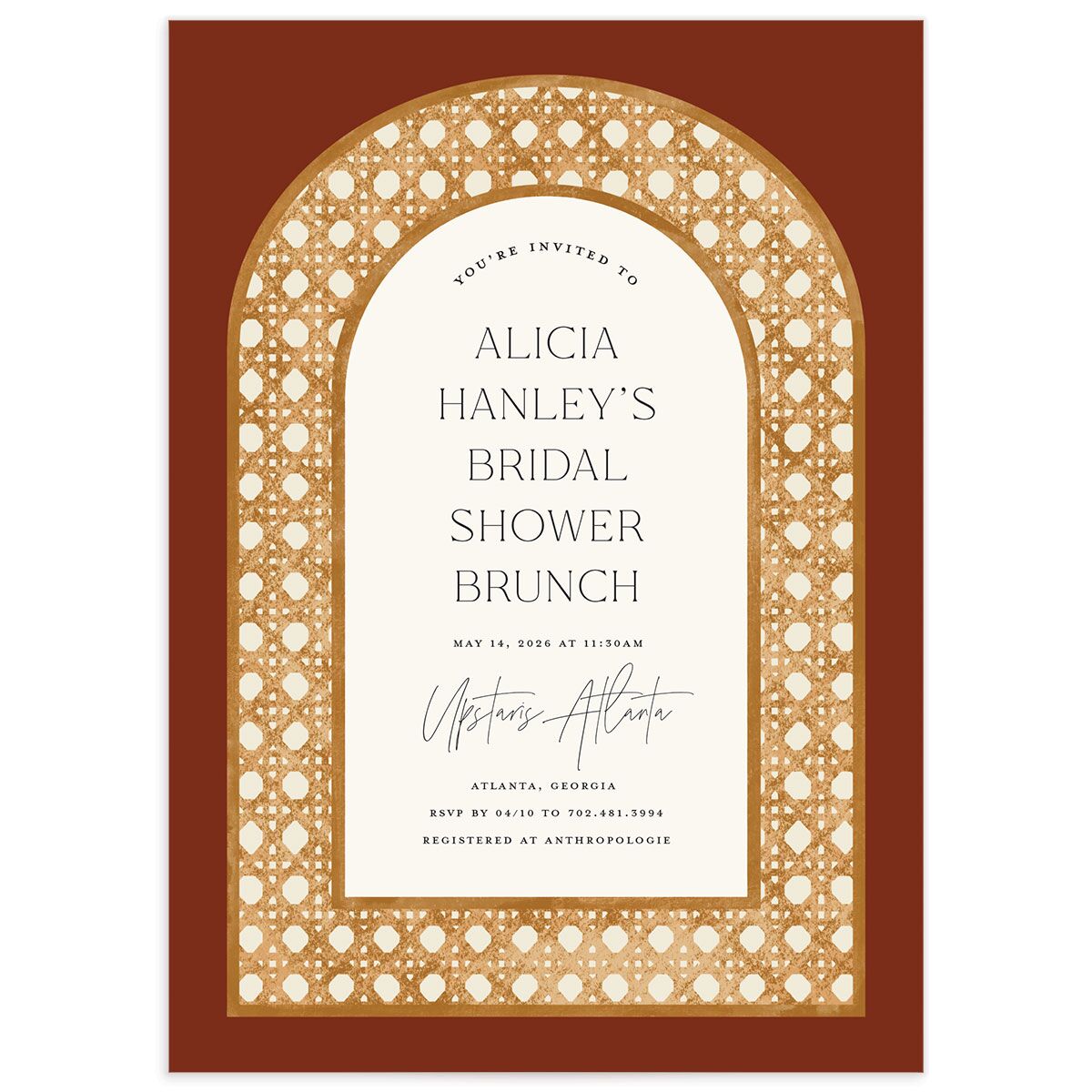 Scallop Rattan Bridal Shower Invitations