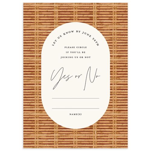 Scallop Rattan Wedding Response Cards Rust Signature