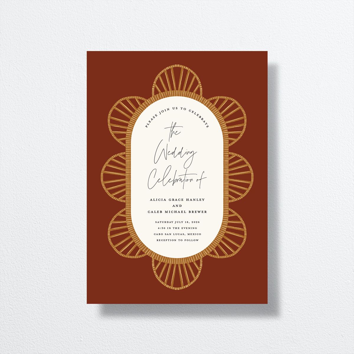 Scallop Rattan Wedding Invitations — view 2