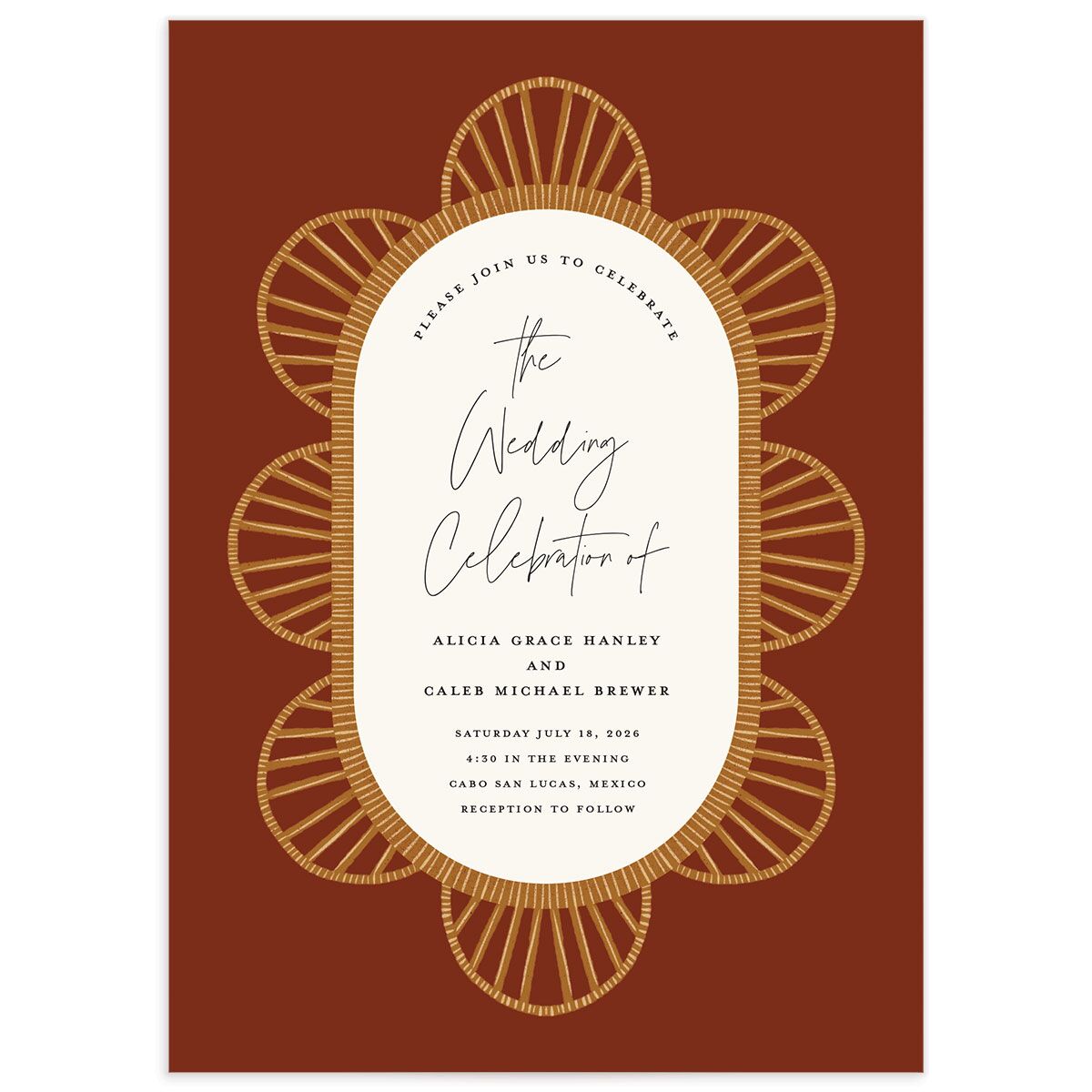 Scallop Rattan Wedding Invitations