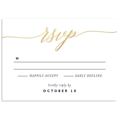 We Do Foil Wedding Response Cards Gold Navy Signature Standard