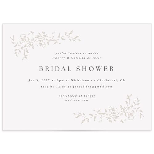 Gilded Branches Bridal Shower Invitations - White