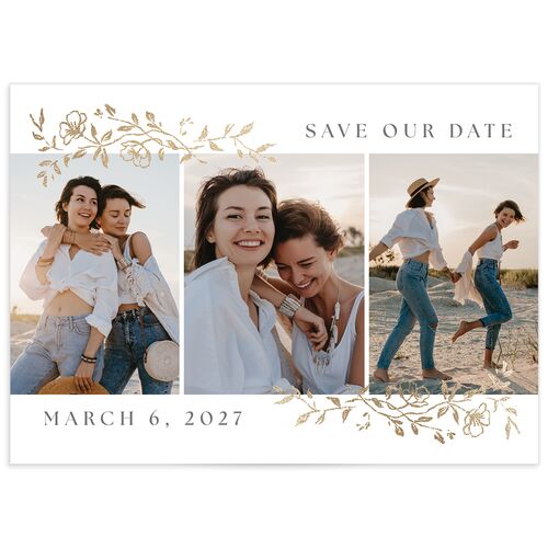 Gilded Branches Save the Date Cards - White