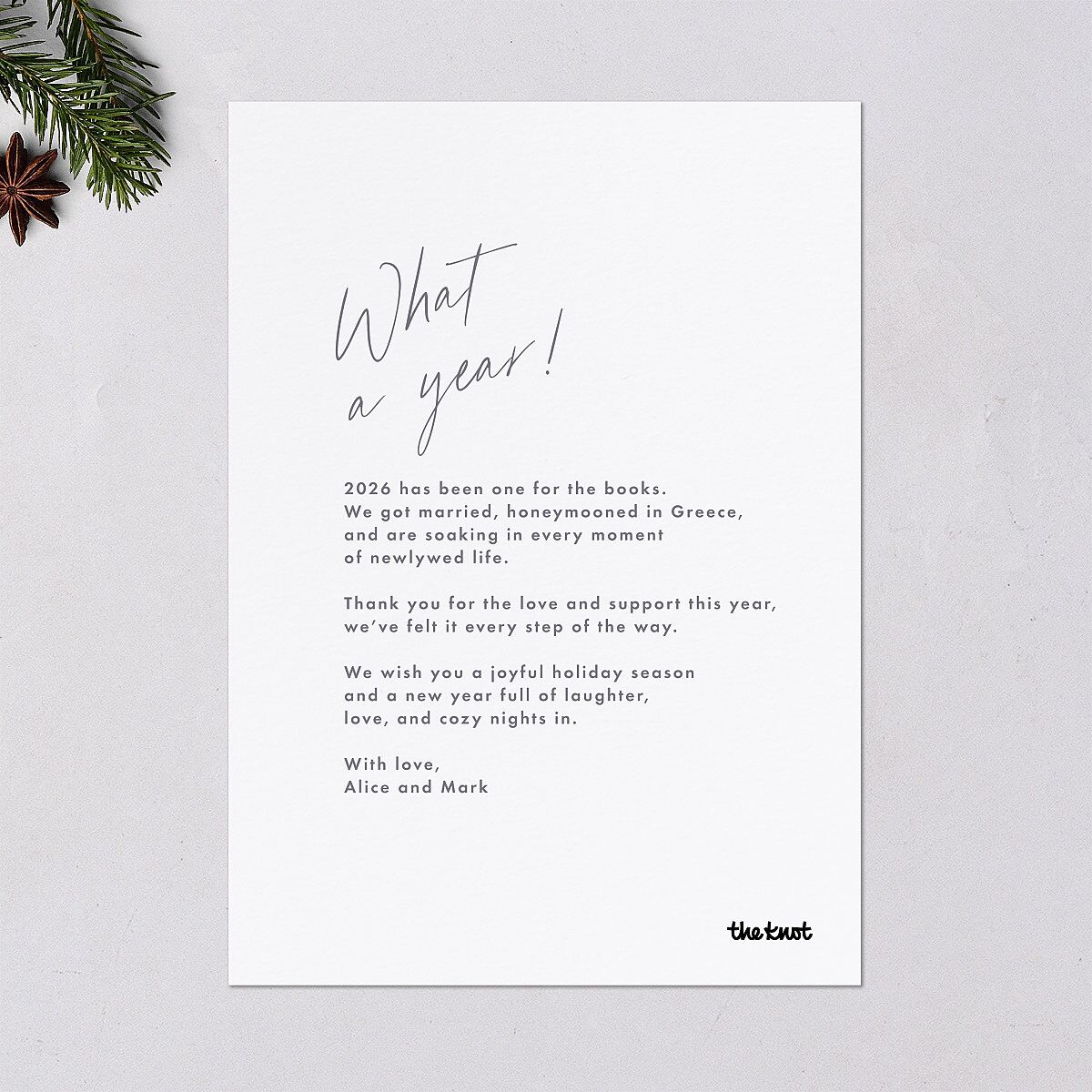 Script Arch Holiday Card Holiday Cards Pure White Signature Blank Standard Portrait