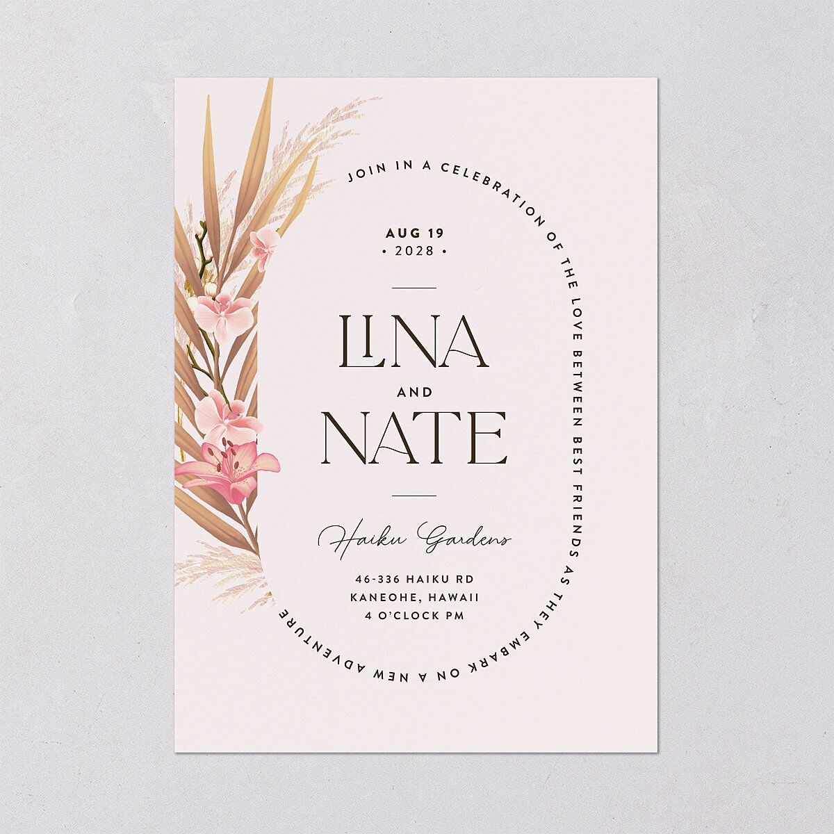 Tropical Oval Wedding Invitations — view 2
