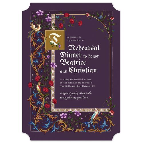 Medieval Renaissance Rehearsal Dinner Invitations Regency Signature Blank Ticket