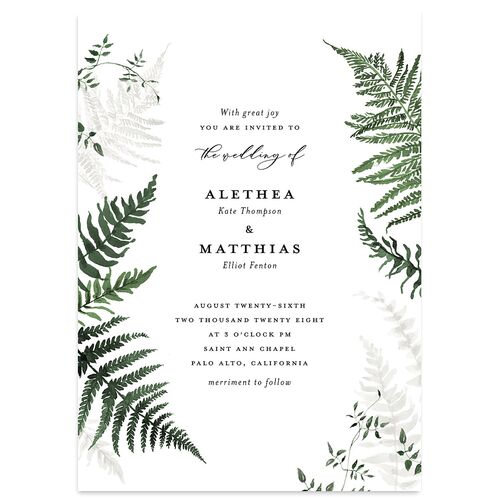 Woodsy Ferns Wedding Invitations Scottish Green Signature Blank No Standard