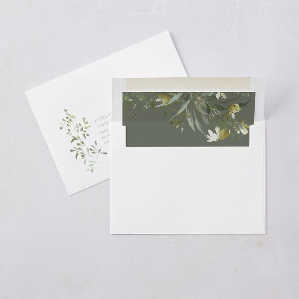Gilded Greenery Save The Date Cards Gold Deep Olive Signature smooth Blank No