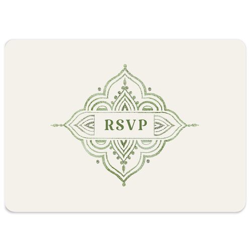 Indian Painted Henna Wedding Response Cards Scottish Green Signature Rounded
