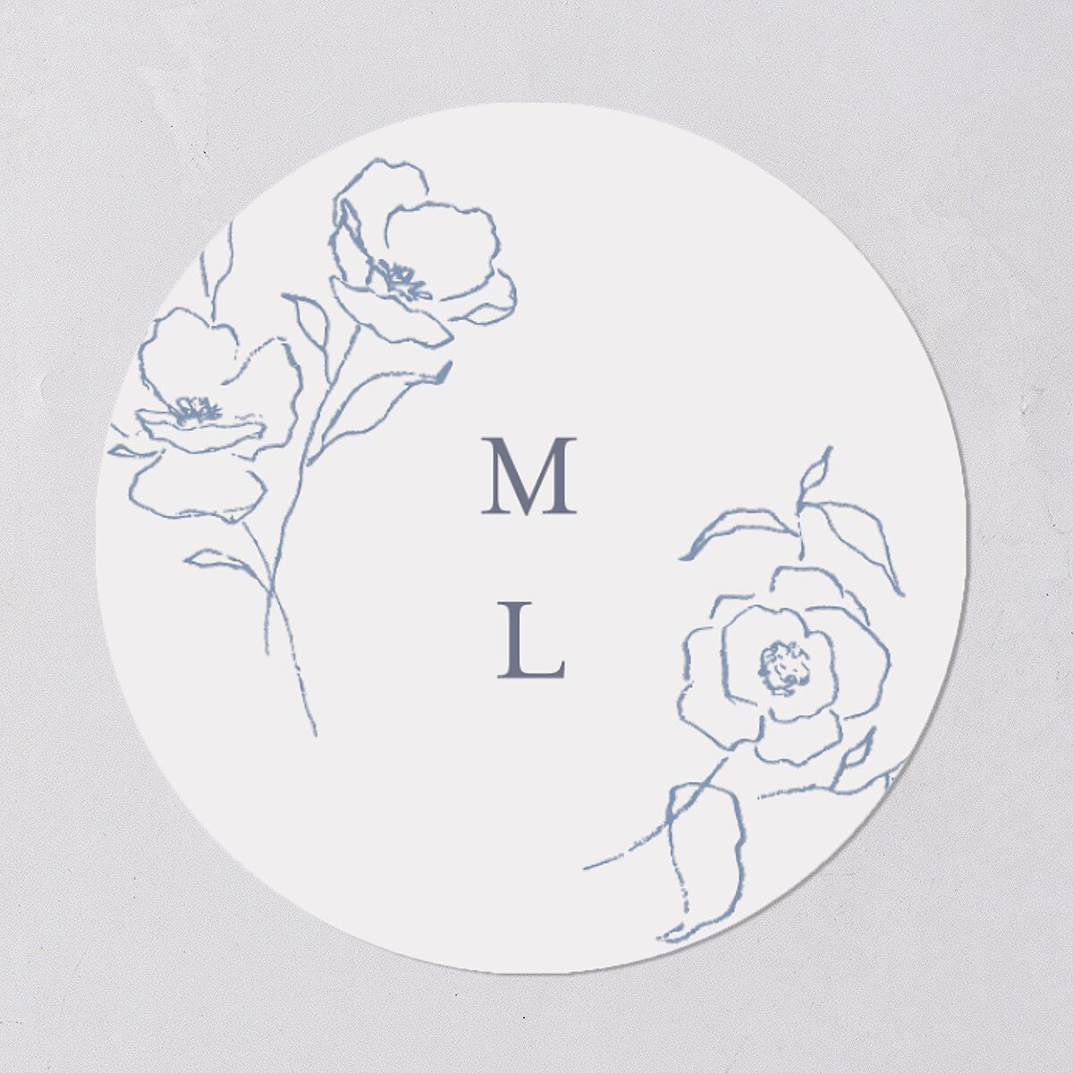 Floral Adornment Wedding Stickers Dusty Blue