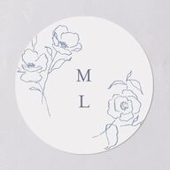 Floral Adornment Wedding Stickers Dusty Blue