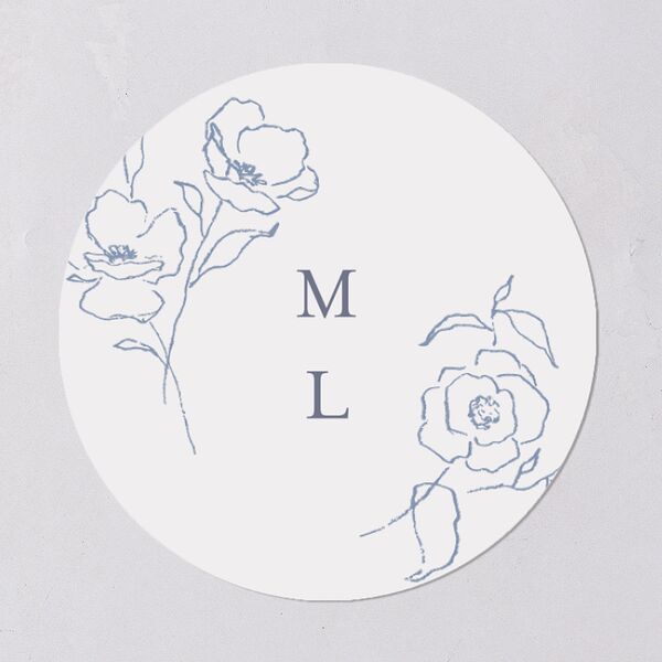 Floral Adornment Wedding Stickers Dusty Blue