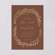 Oval Garland Foil Wedding Invitations Sepia Gold Signature Blank No Standard