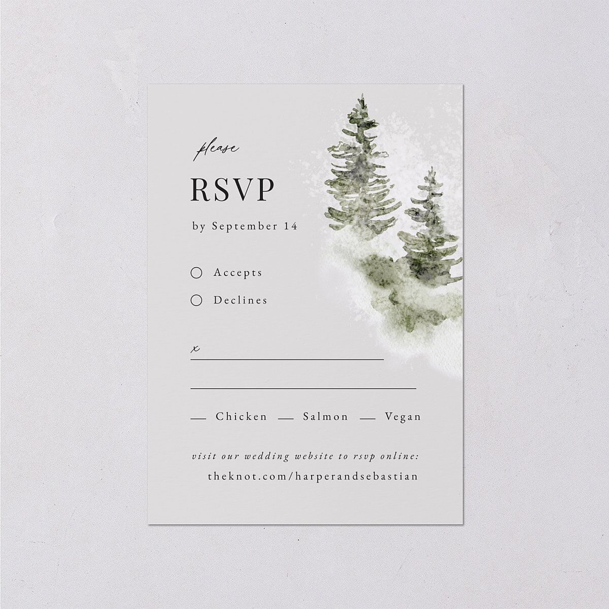 Snowy Mountainside Wedding Response Cards Thyme Signature Standard