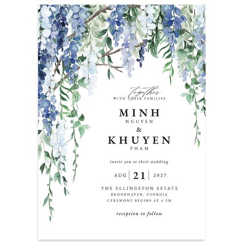 Romantic Wisteria Wedding Invitations Ocean Signature Blank No Standard