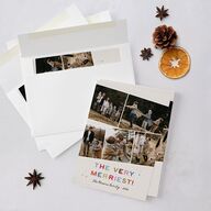 Very Merriest Retro Christmas Holiday Cards Linen Signature Blank Standard Landscape