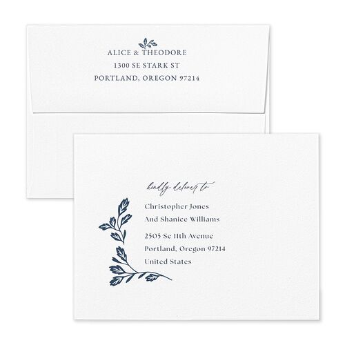 Arboretum Archway Thank You Card Envelopes White Moody Blue Both Recipient and Return Addresses Signature Standard