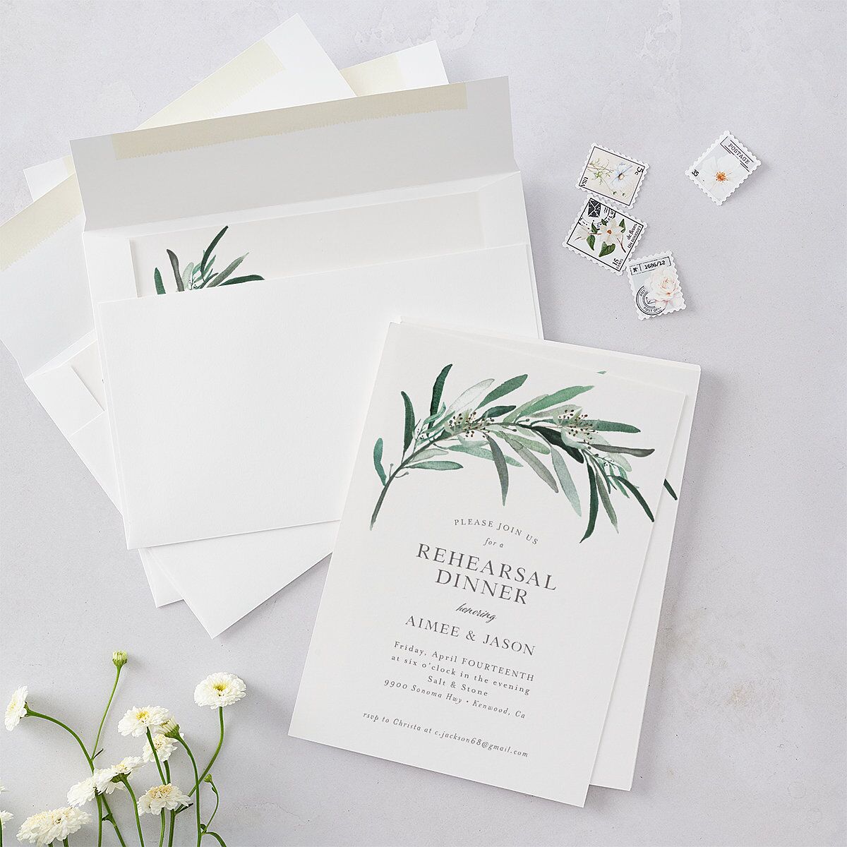 Lush Greenery Rehearsal Dinner Invitation Eucalyptus Signature Blank Standard