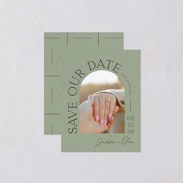 Love Is Patient Save the Date Petite Cards Thyme Signature smooth Blank No Standard