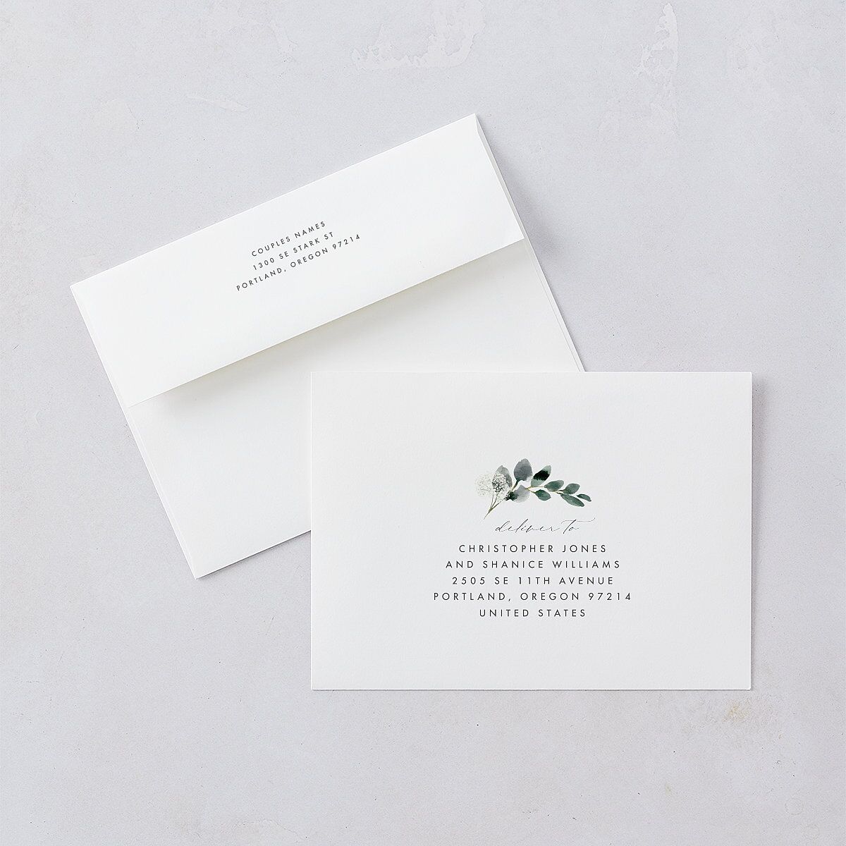 Elegant Greenery Wedding Invitations Pure White Signature Blank No Standard