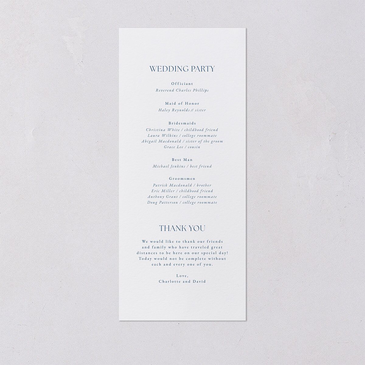 Vintage Bow Wedding Programs Regency Blue Signature