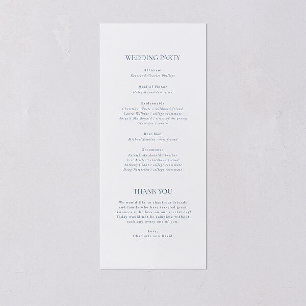 Vintage Bow Wedding Programs Regency Blue Signature