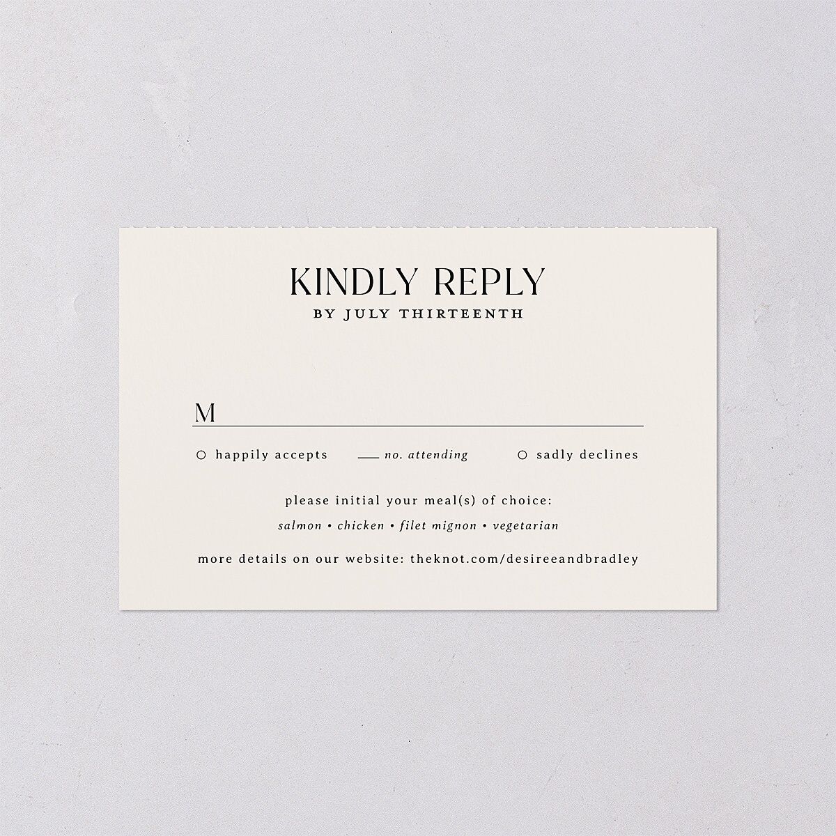 Elegant Hollywood Calligraphy All-in-One Wedding Invitations Licorice Signature Light Both Recipient and Return Addresses No