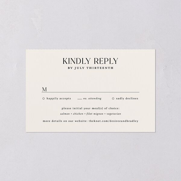 Elegant Hollywood Calligraphy All-in-One Wedding Invitations Licorice Signature Light Both Recipient and Return Addresses No
