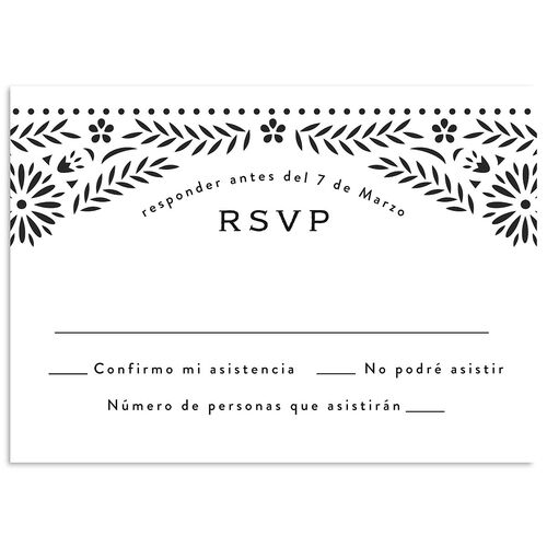 Papel Picado De Mexico Wedding Response Cards Charcoal Signature Standard