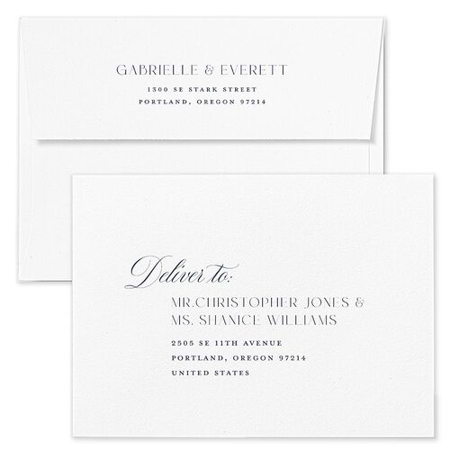 Opposites Attract Wedding Invitation Envelopes White Moody Blue Return Address Standard Signature