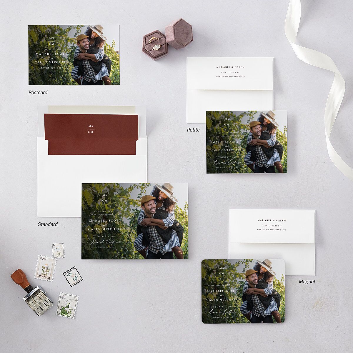 Romantic Vineyard Save the Date Cards Rust Signature smooth Blank No Standard