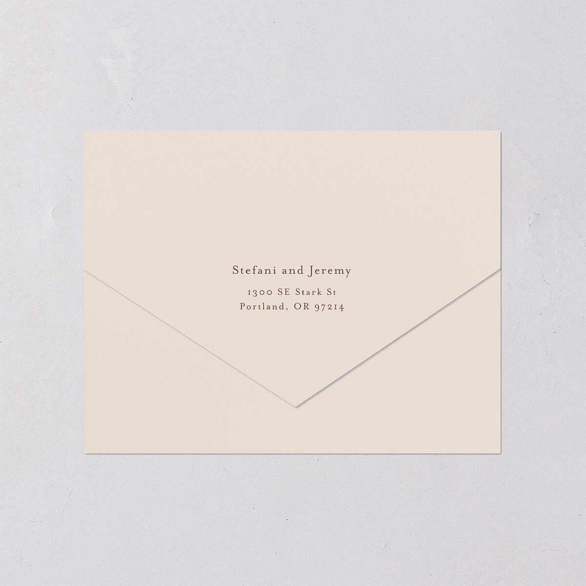 Oval Garland All-in-One Wedding Invitations Sepia Signature Light Both Recipient and Return Addresses No