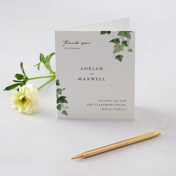 Elegant Ivy Thank You Cards Pure White