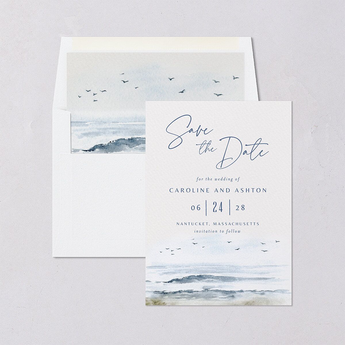 Coastal Love Save The Date Cards Cruise Signature smooth Blank No Standard
