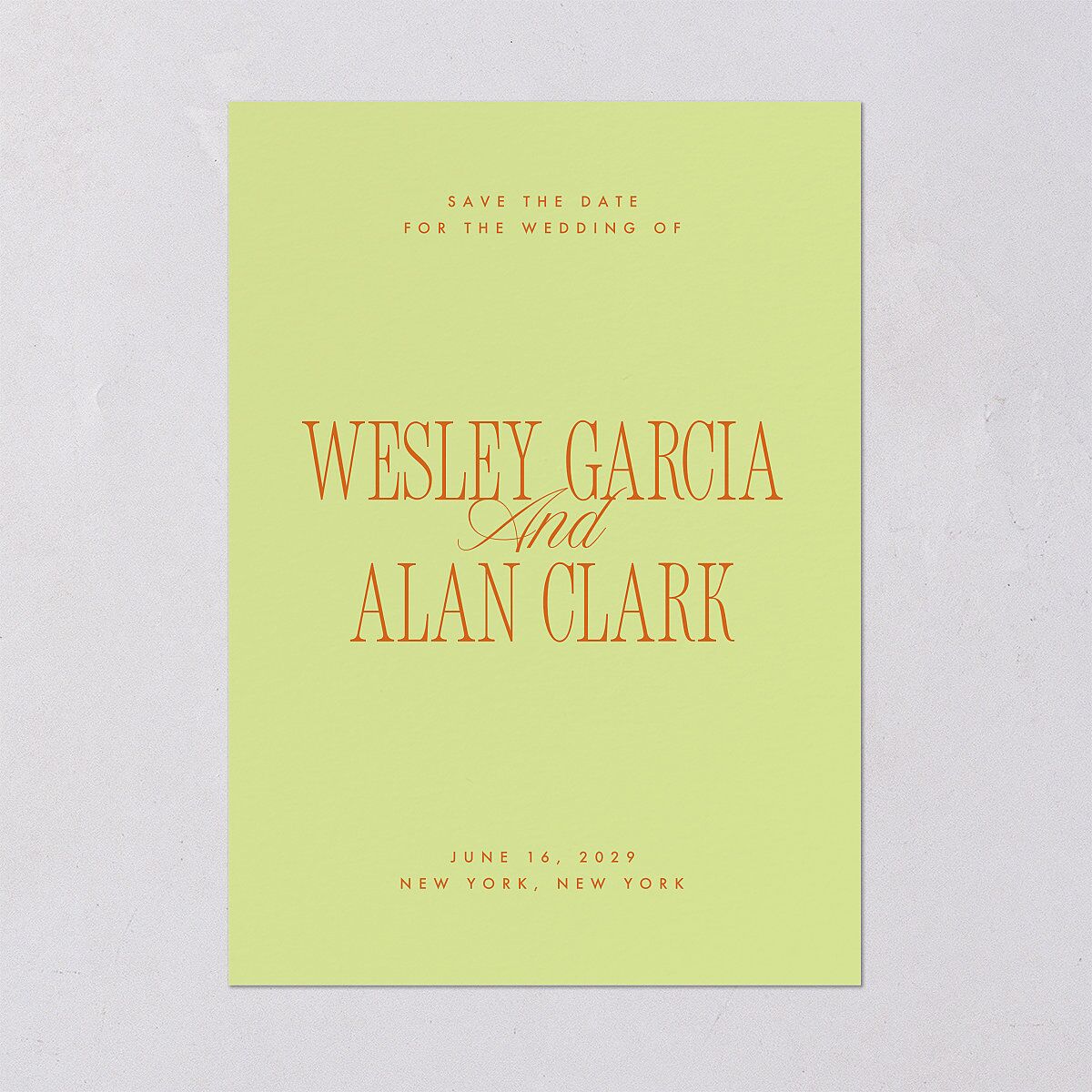 Hollywood Type Save the Date Cards Avocado Signature smooth Blank No Standard