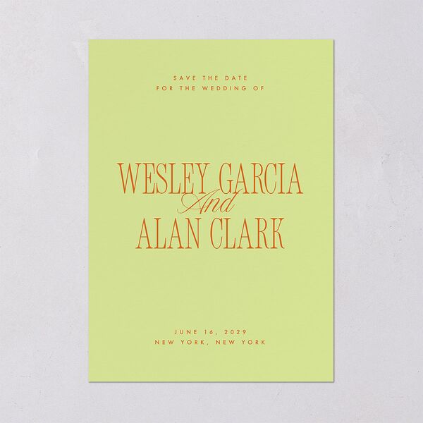 Hollywood Type Save the Date Cards Avocado Signature smooth Blank No Standard