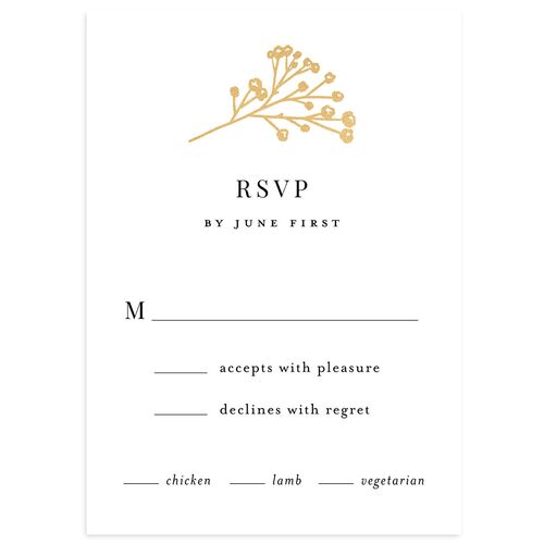Baby's Breath Wedding Response Cards Gold Licorice Signature Standard