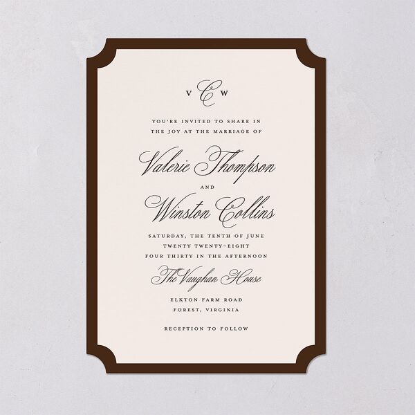 Elegant Eclectic Wedding Invitations Walnut Signature Blank No Ticket