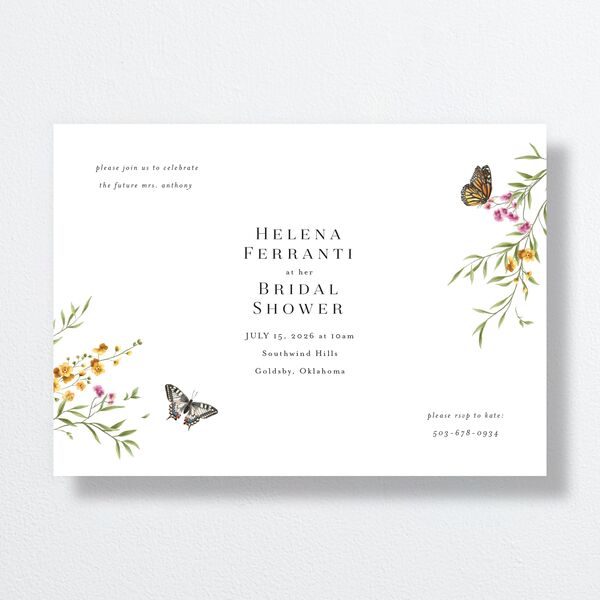 Rustic Butterflies Bridal Shower Invitations Pure White Signature Standard