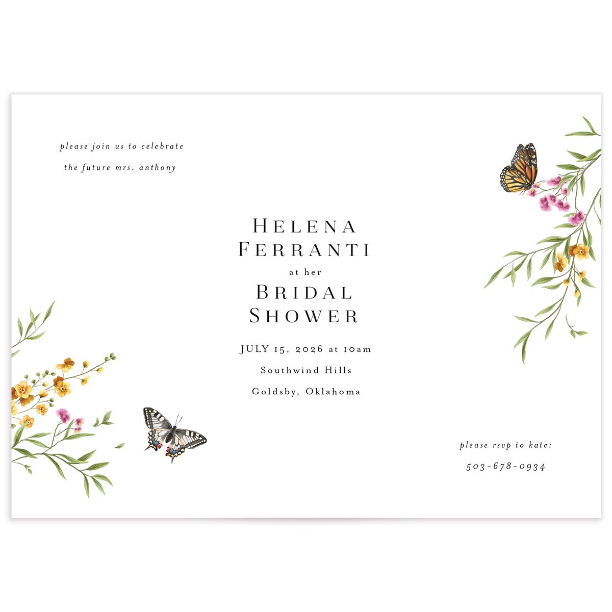 Rustic Butterflies Bridal Shower Invitations