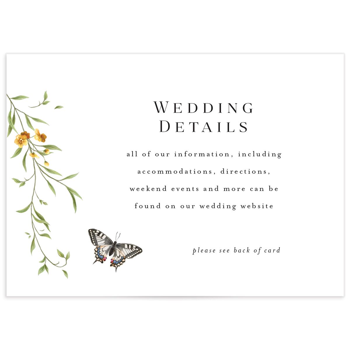Rustic Butterflies Wedding Enclosure Cards