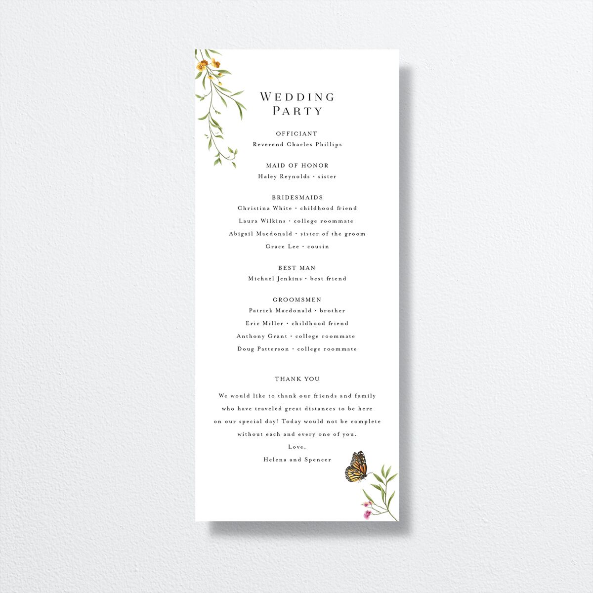 Rustic Butterflies Wedding Programs Pure White Signature