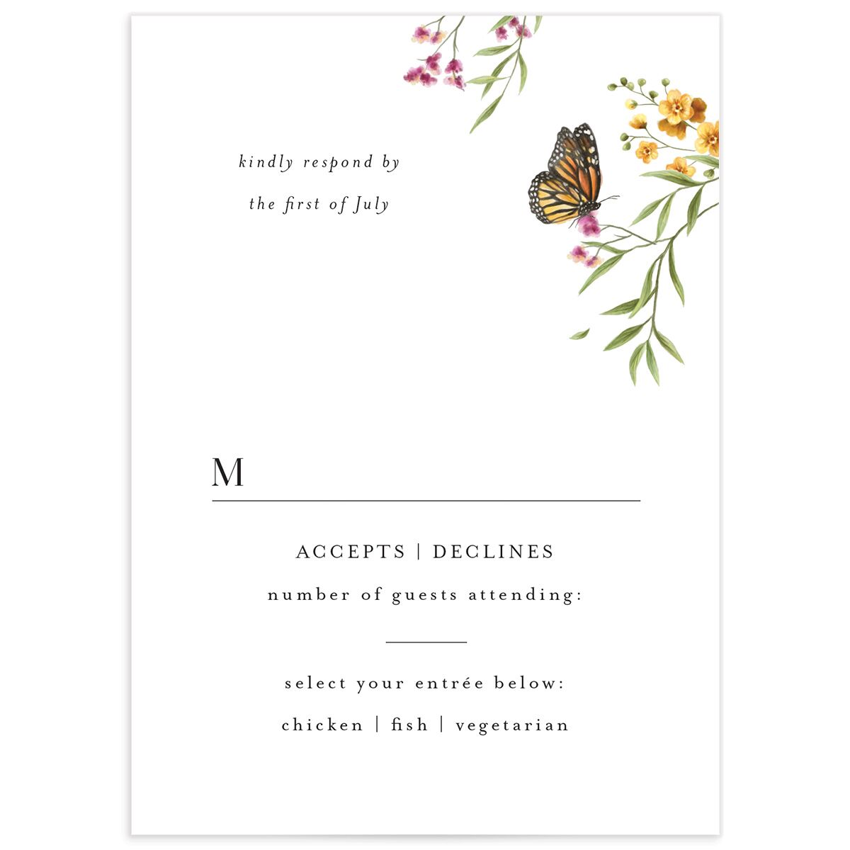 Rustic Butterflies Wedding Response Cards